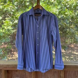 Salvatore Ferragamo Men's Purple & Grey Striped Dress Shirt Size 17.5-43